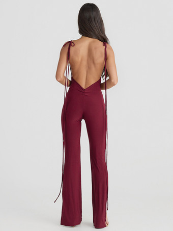 ブラック ワンショルダー ノースリーブ レースアップ ワンショルダー ポリエステル フレア サマー プレイスーツ