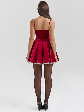 パーティードレス ブラック ストラップネック ノースリーブ ツートン セミフォーマルドレス