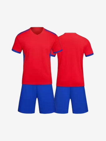 レッド メンズ アクティブウェア 大人用 カラーブロック カスタマイズ フットボール ジャージ