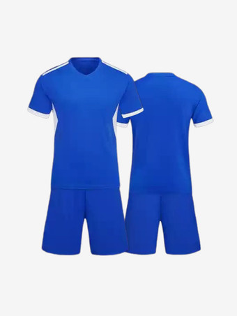 ブルー メンズ アクティブウェア 大人用 カラーブロック カスタマイズ フットボール ジャージ