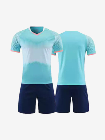 ライトスカイブルーユニセックス スポーツウェア 半袖 タイダイ カスタマイズ フットボール ジャージ