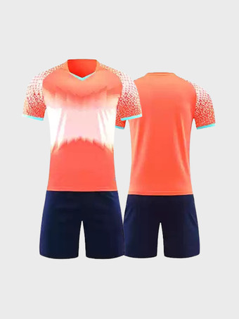 オレンジ ユニセックス スポーツウェア 半袖 タイダイ カスタマイズ フットボール ジャージ