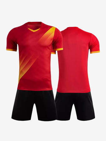 レッド ユニセックス アクティブウェア 半袖 タイダイ カスタマイズ フットボール ジャージ