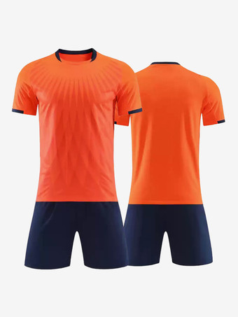 オレンジ ユニセックス アクティブウェア 半袖 カスタマイズ フットボール ジャージ