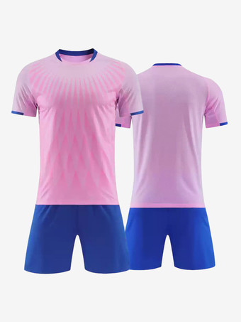 ピンクユニセックス アクティブウェア 半袖 カスタマイズ フットボール ジャージ