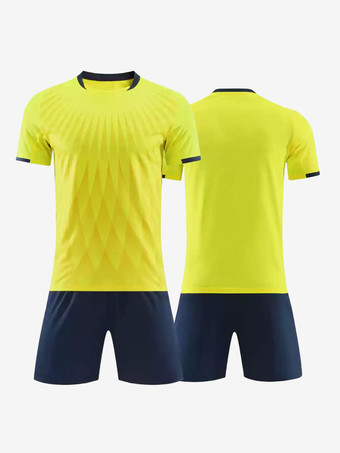 イエローユニセックス アクティブウェア 半袖 カスタマイズ フットボール ジャージ