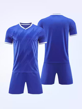 ブルー メンズカジュアルアクティブウェア半袖カスタマイズフットボールジャージ