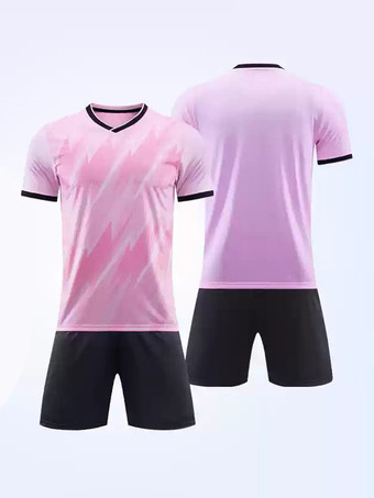 ピンクメンズカジュアルアクティブウェア半袖カスタマイズフットボールジャージ