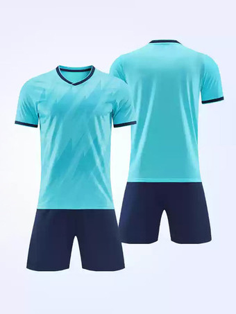 ライトスカイブルーメンズカジュアルアクティブウェア半袖カスタマイズフットボールジャージ