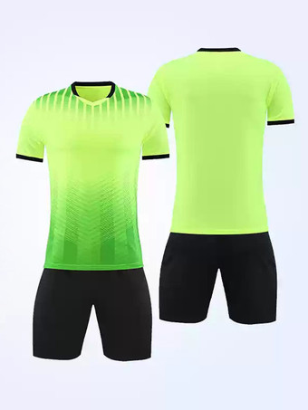 グリーン カラーブロックスポーツウェア半袖カスタマイズフットボールジャージ大人用