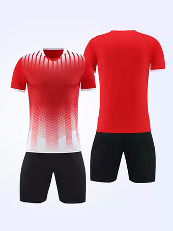 レッド カラーブロックスポーツウェア半袖カスタマイズフットボールジャージ大人用