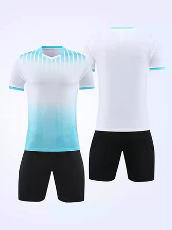 ホワイト カラーブロックスポーツウェア半袖カスタマイズフットボールジャージ大人用