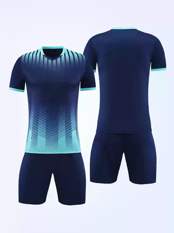 ロイヤルブルーカラーブロックスポーツウェア半袖カスタマイズフットボールジャージ大人用