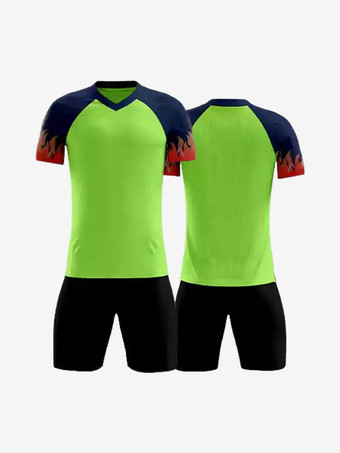 グリーン メンズ スポーツウェア プリント V ネック 半袖 カスタマイズ フットボール ジャージ