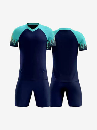 ロイヤルブルーメンズ スポーツウェア プリント V ネック 半袖 カスタマイズ フットボール ジャージ