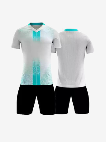 ホワイト メンズスポーツウェア Vネック 半袖 カスタマイズフットボールジャージ