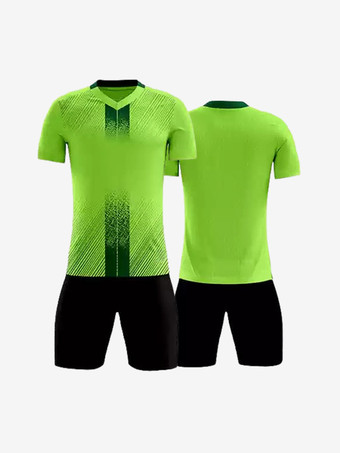 グリーン メンズスポーツウェア Vネック 半袖 カスタマイズフットボールジャージ