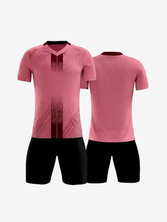 ピンクメンズスポーツウェア Vネック 半袖 カスタマイズフットボールジャージ