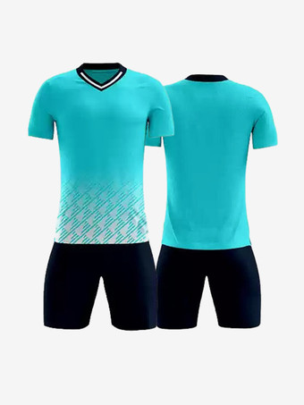 アクアグリーンメンズ スポーツウェア タイダイ Vネック 半袖 カスタマイズ フットボール ジャージ