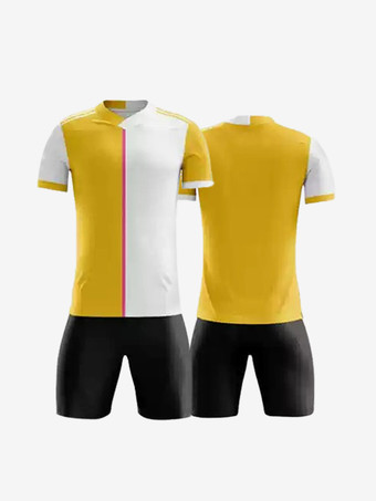 イエローメンズ スポーツウェア パッチワーク 半袖 カスタマイズ フットボール ジャージ