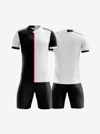 ブラック メンズ スポーツウェア パッチワーク 半袖 カスタマイズ フットボール ジャージ