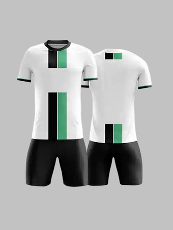 ホワイト メンズスポーツウェア ストライプ半袖 カスタマイズフットボールジャージ