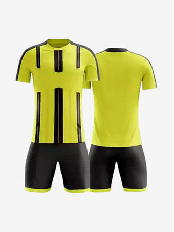 イエローメンズ アクティブウェア ストライプ 半袖 カスタマイズ フットボール ジャージ