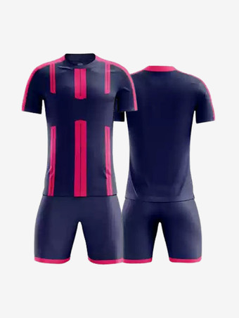 ロイヤルブルーメンズ アクティブウェア ストライプ 半袖 カスタマイズ フットボール ジャージ