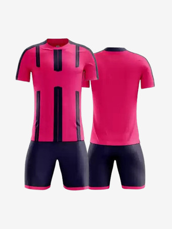 ローズレッドメンズ アクティブウェア ストライプ 半袖 カスタマイズ フットボール ジャージ