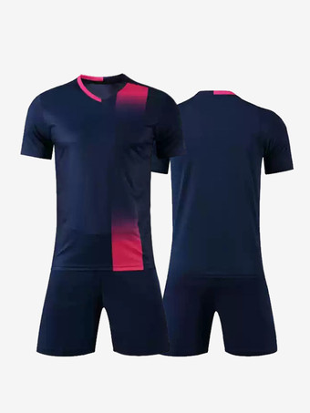 ディープブルー白と青のフットボールジャージーカスタマイズされたフットボールチームのユニフォームトレーニングスポーツウェア