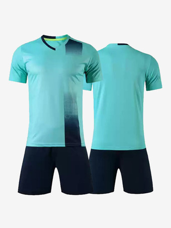 ライトスカイブルー白と青のフットボールジャージーカスタマイズされたフットボールチームのユニフォームトレーニングスポーツウェア