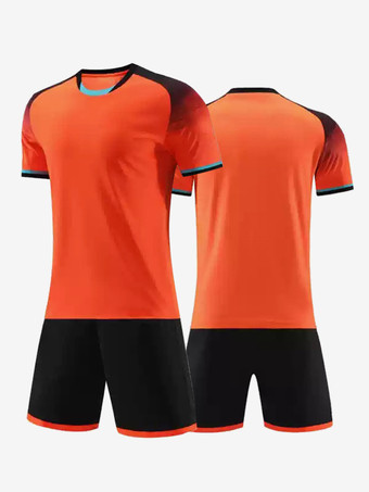 オレンジ 大人用サッカージャージ カスタマイズされたサッカーチームユニフォーム トレーニング スポーツウェア