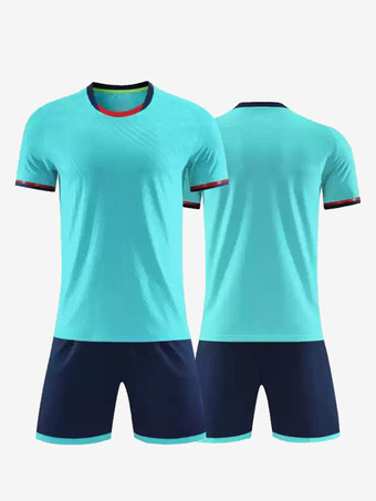 ライトスカイブルー大人用サッカージャージ カスタマイズされたサッカーチームユニフォーム トレーニング スポーツウェア