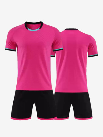 ローズレッド大人用サッカージャージ カスタマイズされたサッカーチームユニフォーム トレーニング スポーツウェア