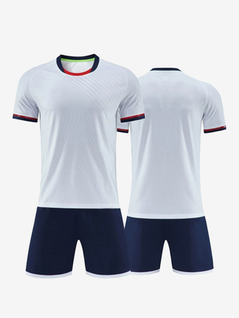 ホワイト 大人用サッカージャージ カスタマイズされたサッカーチームユニフォーム トレーニング スポーツウェア