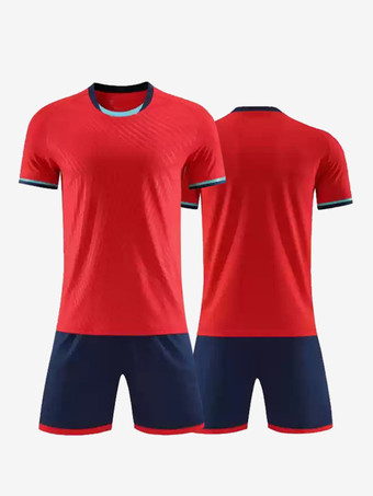 レッド 大人用サッカージャージ カスタマイズされたサッカーチームユニフォーム トレーニング スポーツウェア
