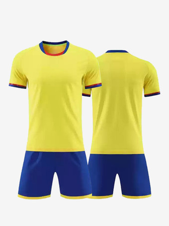 イエロー大人用サッカージャージ カスタマイズされたサッカーチームユニフォーム トレーニング スポーツウェア