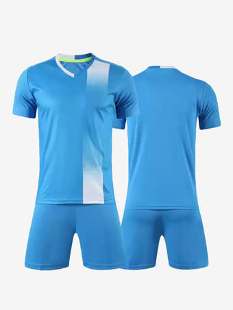 ブルー 白と青のフットボールジャージーカスタマイズされたフットボールチームのユニフォームトレーニングスポーツウェア