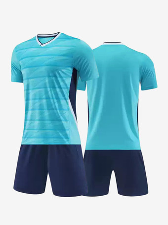 ライトスカイブルーカスタマイズされたフットボールジャージ大人用Vネックフットボールチームユニフォームトレーニングスポーツウェア