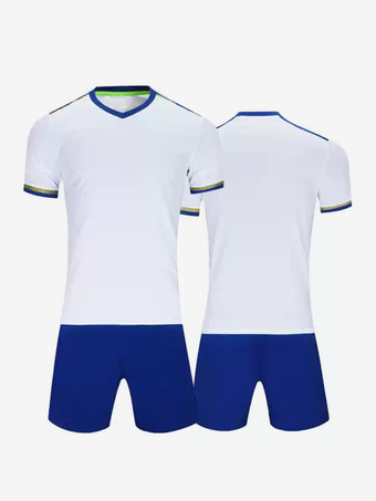 ホワイト メンズ アクティブウェア 半袖 パッチワーク カスタマイズ フットボール ジャージ