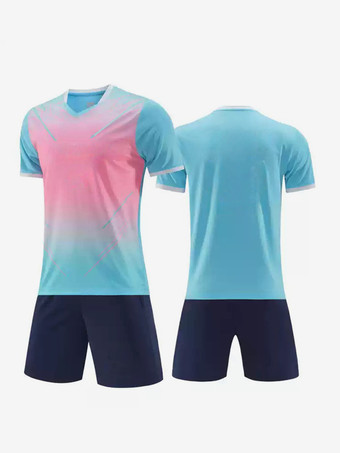 ライトスカイブルーメンズ半袖タイダイプリントカスタマイズフットボールジャージ