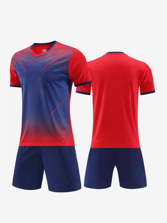 レッド メンズ半袖タイダイプリントカスタマイズフットボールジャージ