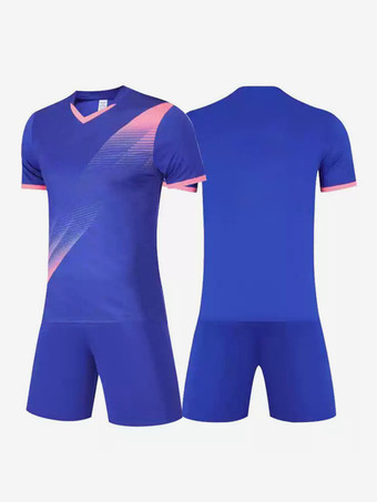 ロイヤルブルーメンズカスタマイズフットボールジャージ半袖スポーツウェア