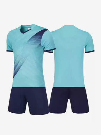 ライトスカイブルーメンズカスタマイズフットボールジャージ半袖スポーツウェア