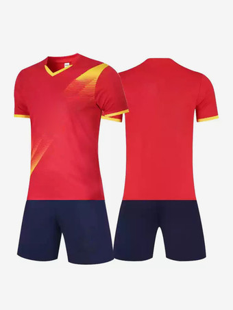 レッド メンズカスタマイズフットボールジャージ半袖スポーツウェア