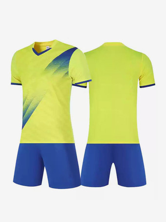 イエローメンズカスタマイズフットボールジャージ半袖スポーツウェア