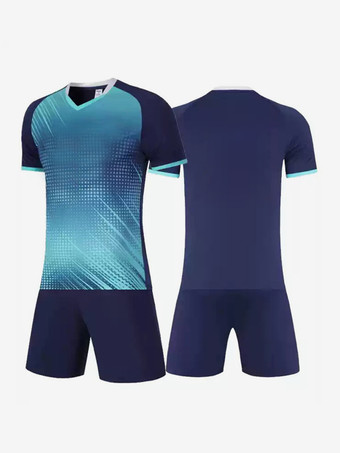 ブルー メンズ カスタマイズ フットボール ジャージ 半袖 アクティブウェア