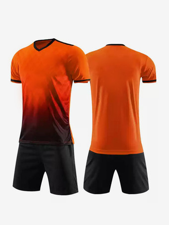 オレンジ メンズ カスタマイズ フットボール ジャージ V ネック 半袖 アクティブウェア