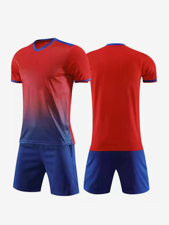 レッド メンズ カスタマイズ フットボール ジャージ V ネック 半袖 アクティブウェア