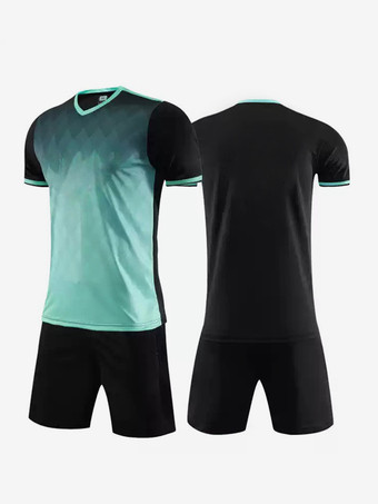 ブラック メンズ カスタマイズ フットボール ジャージ V ネック 半袖 アクティブウェア